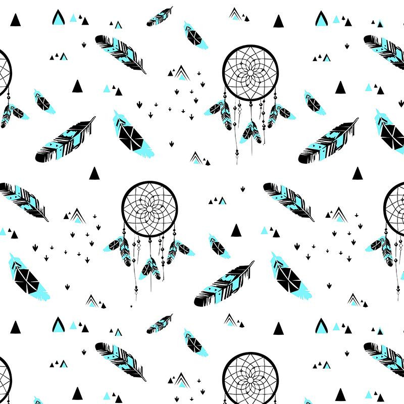 DREAM CATCHERS / aqua - Cotton woven fabric