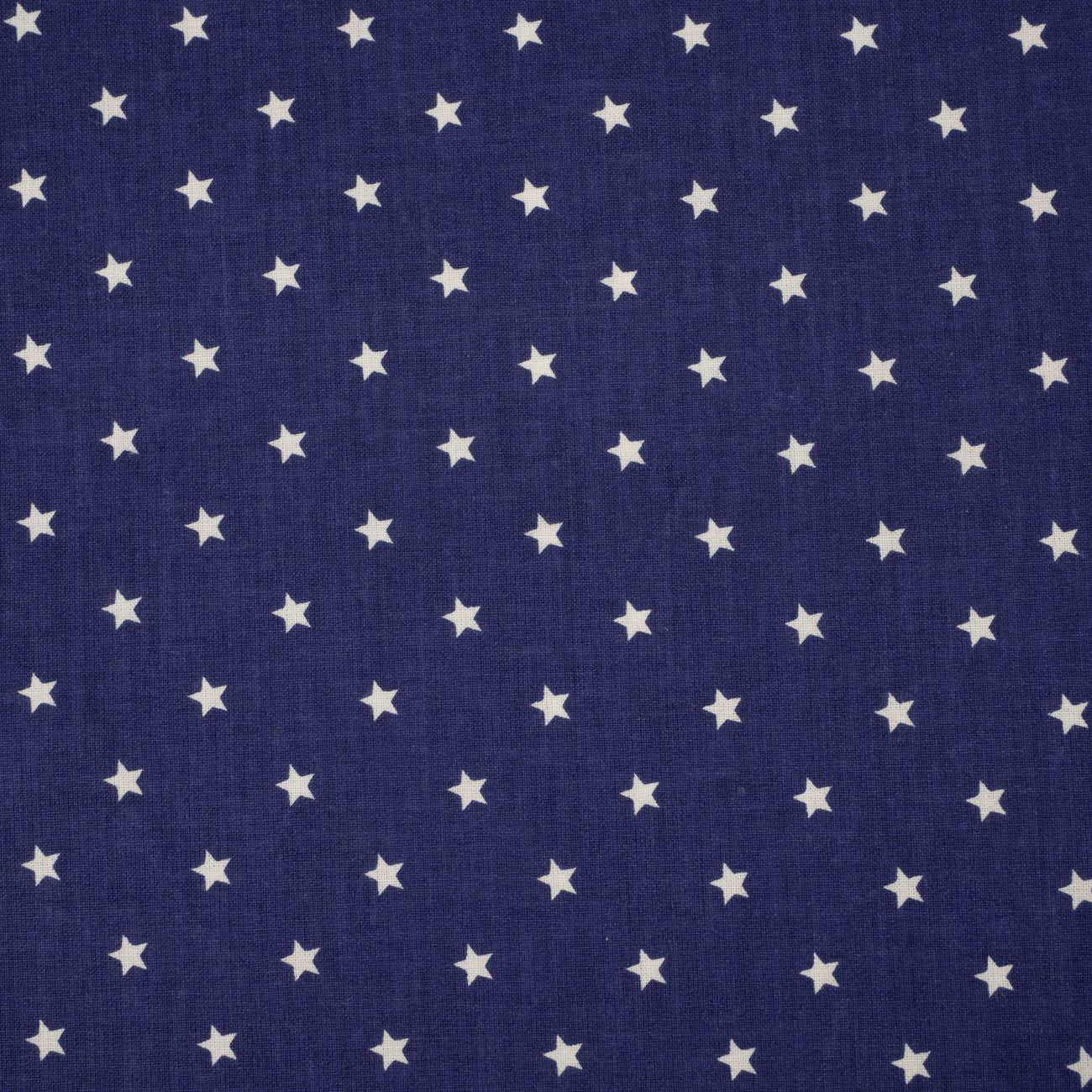 WHITE STARS / dark blue - Cotton woven fabric