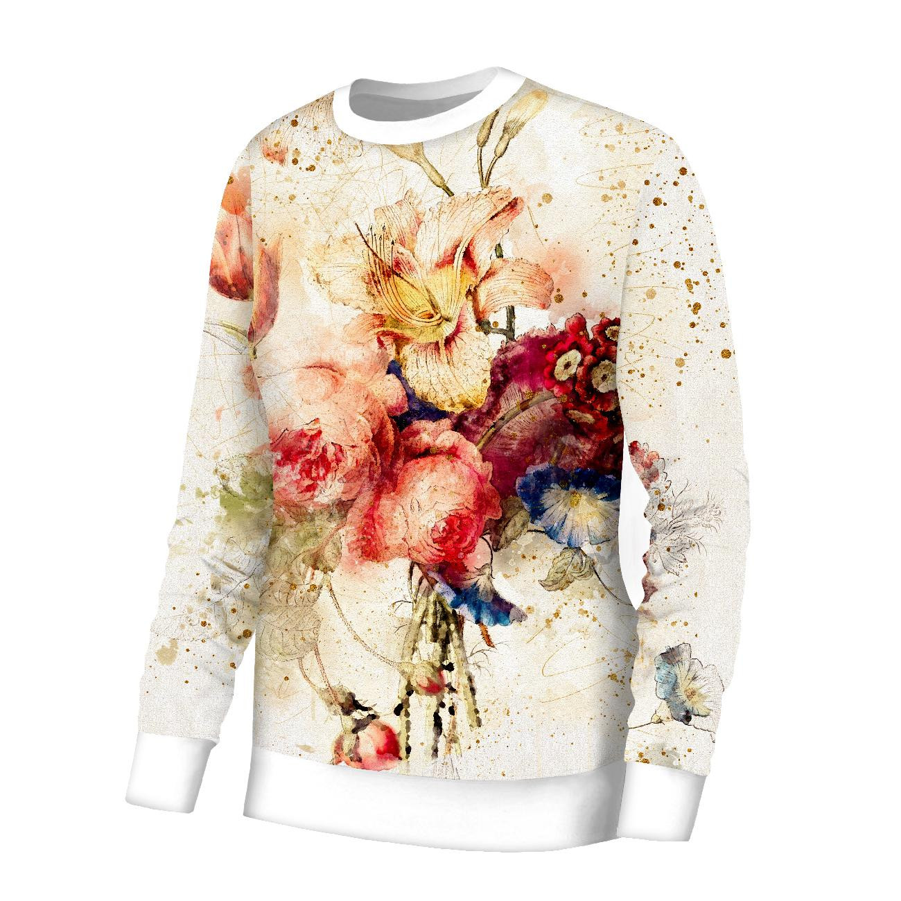 WOMEN'S SWEATSHIRT (HANA) BASIC - WATERCOLOR FLOWERS Pat. 5 - sewing set