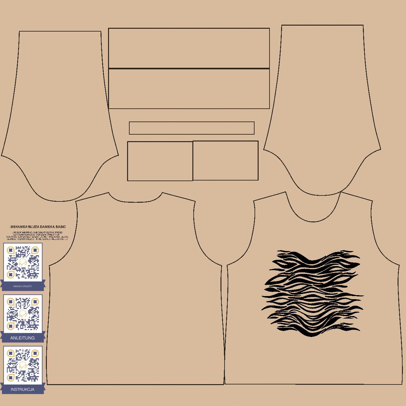 WOMEN'S SWEATSHIRT (HANA) BASIC - ZEBRA PAT. 6 / HAZELNUT / beige - sewing set
