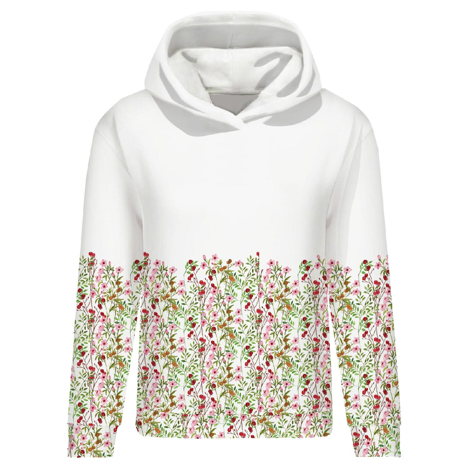 CLASSIC WOMEN’S HOODIE (POLA) - MEADOW PAT. 2 (IN THE MEADOW) - looped knit fabric 