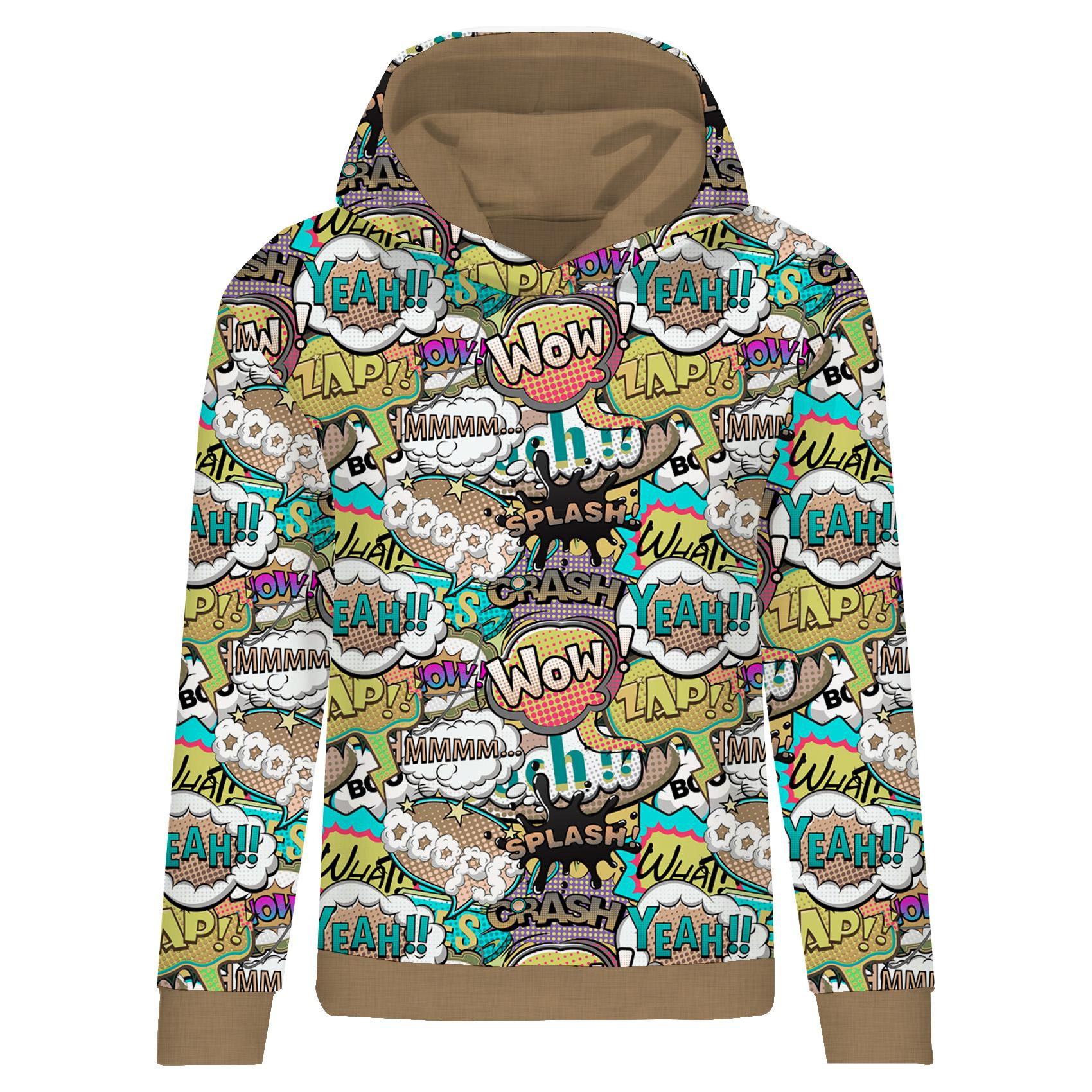 CLASSIC WOMEN’S HOODIE (POLA) - COMIC BOOK (colorful) - looped knit fabric 