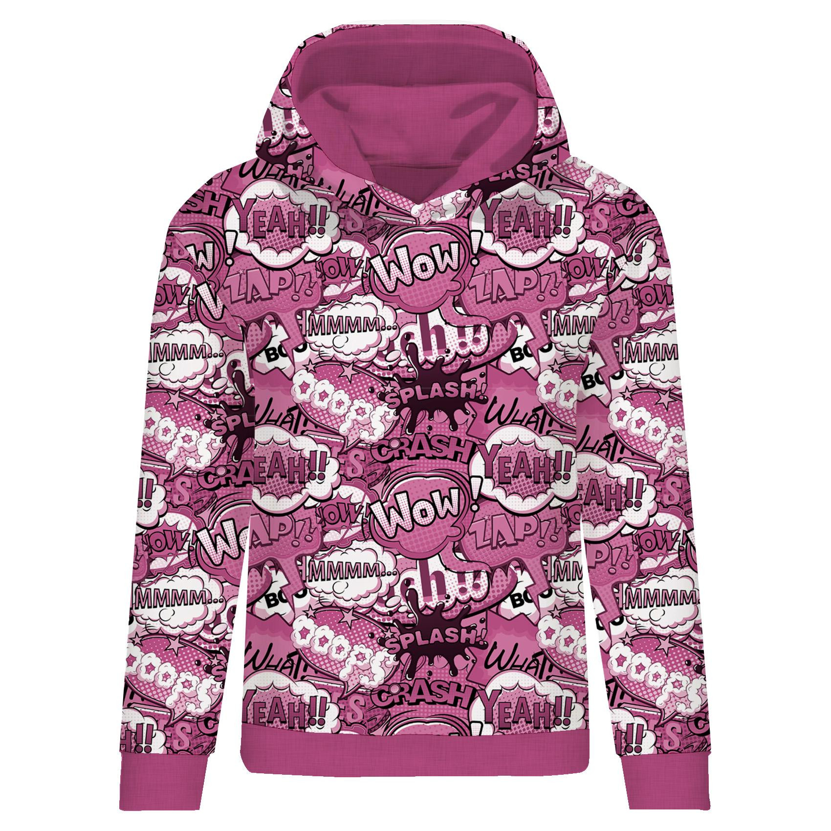 CLASSIC WOMEN’S HOODIE (POLA) - COMIC BOOK (pink) - looped knit fabric 