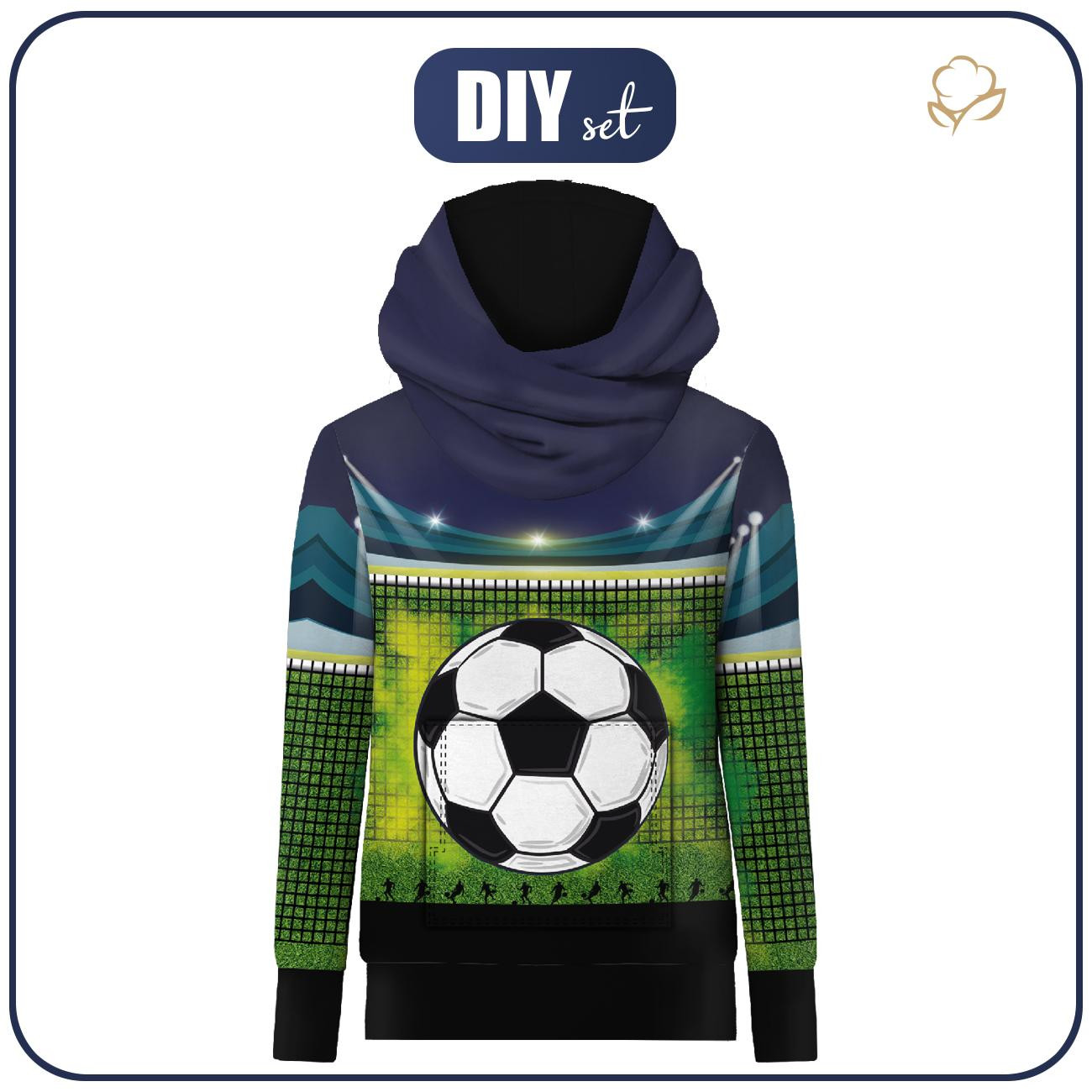 HYDROPHOBIC HOODIE UNISEX - FOOTBALL pat. 2 - sewing set