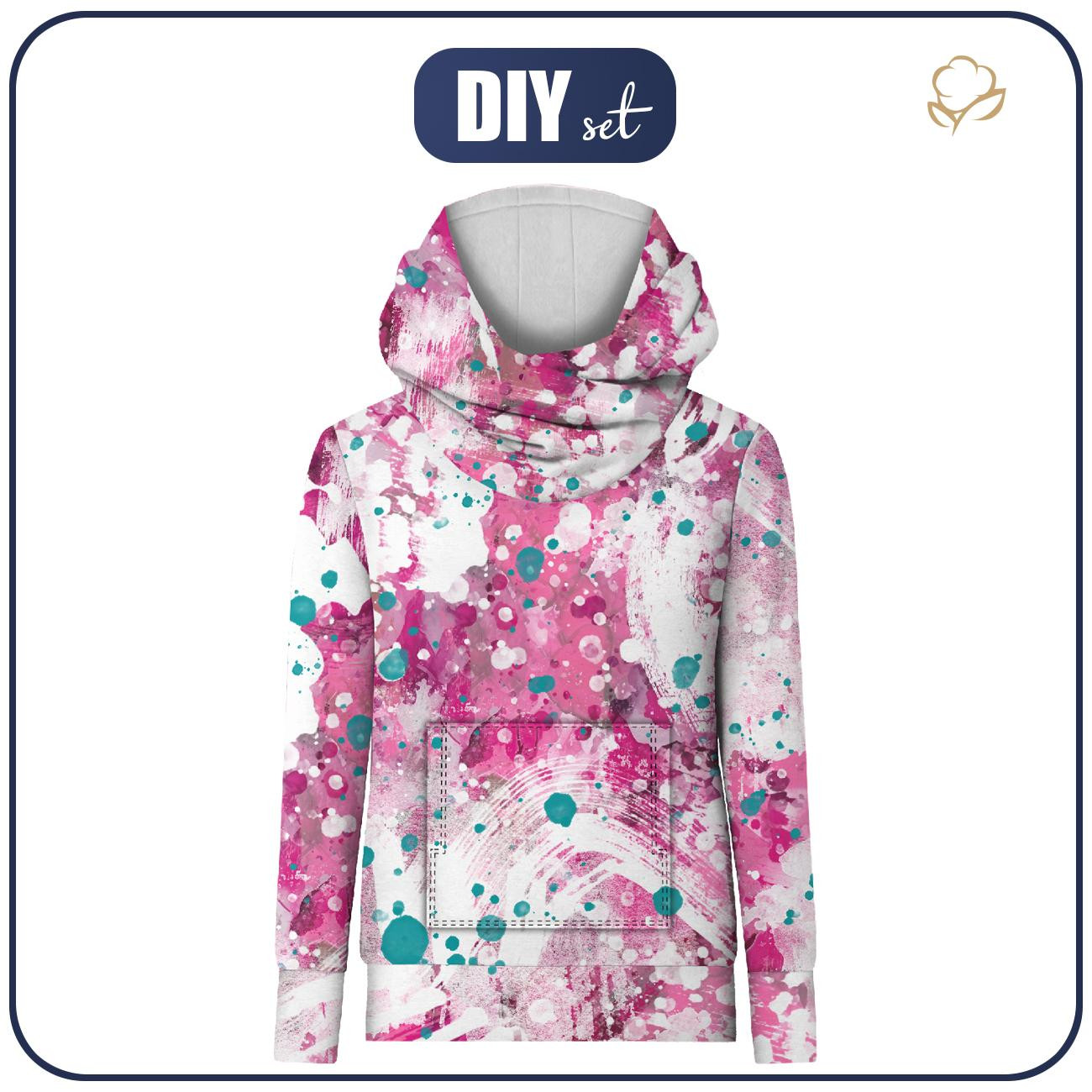 HYDROPHOBIC HOODIE UNISEX - PINK SPLATTER - sewing set