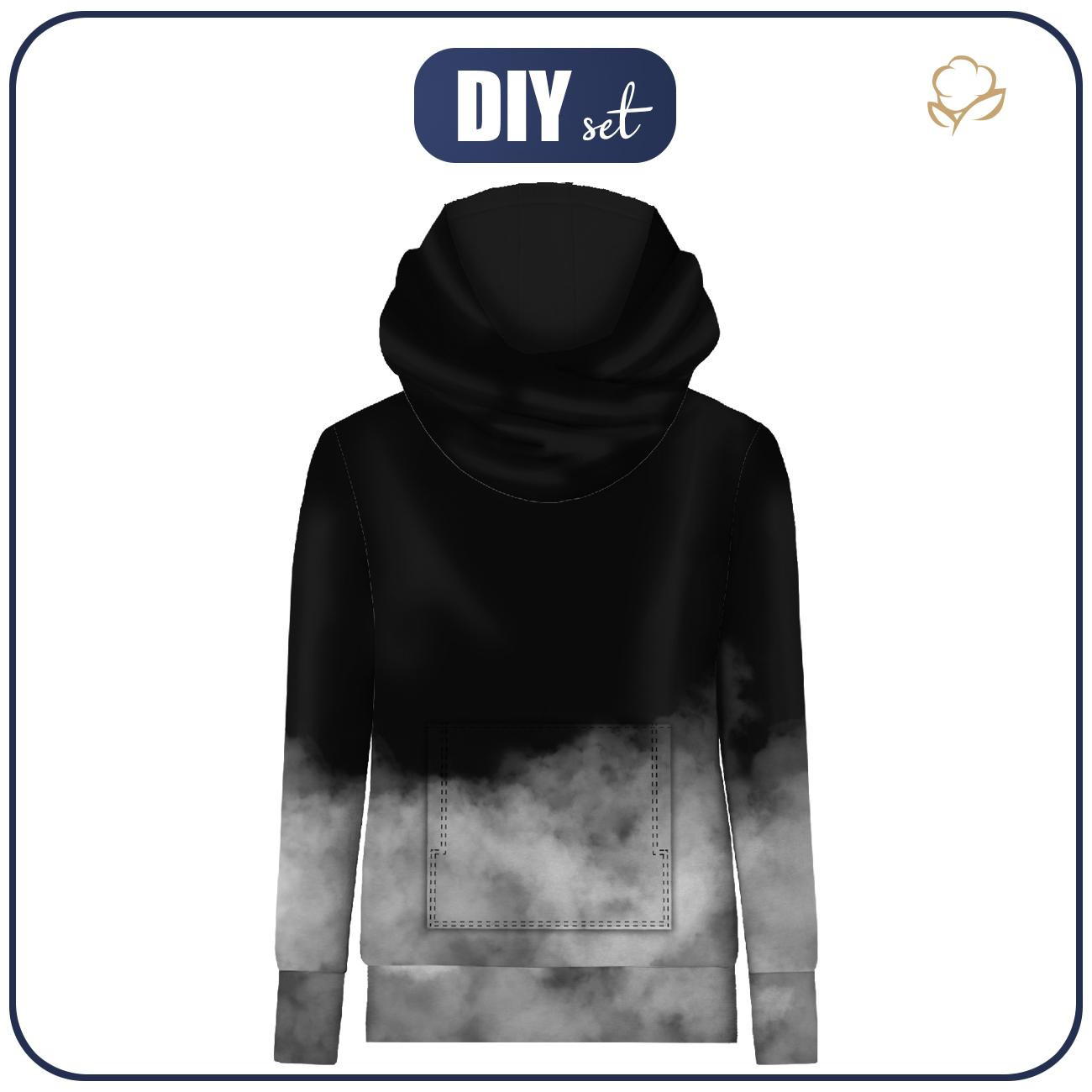 HYDROPHOBIC HOODIE UNISEX - SMOKE - sewing set