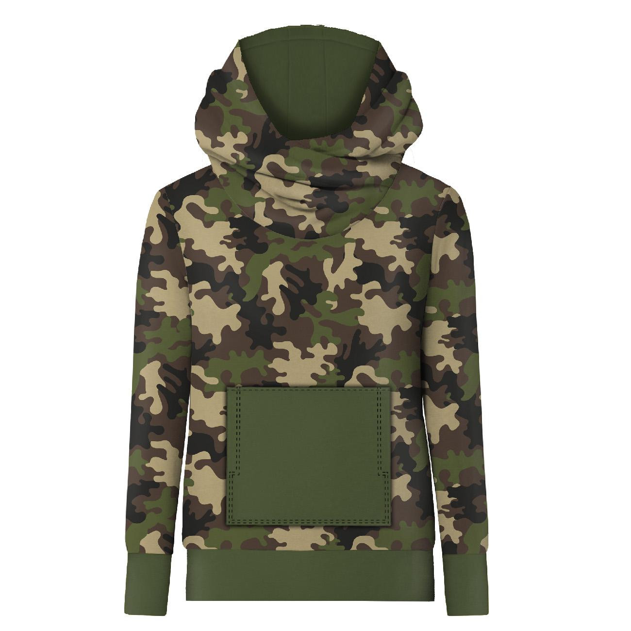 HYDROPHOBIC HOODIE UNISEX - CAMOUFLAGE OLIVE - sewing set