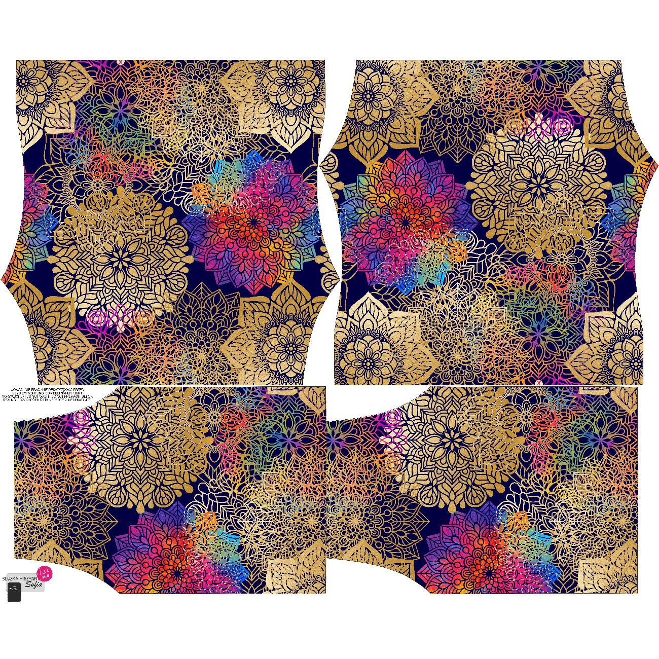 Bardot neckline blouse (SOFIA) - MANDALA pat. 2 - sewing set