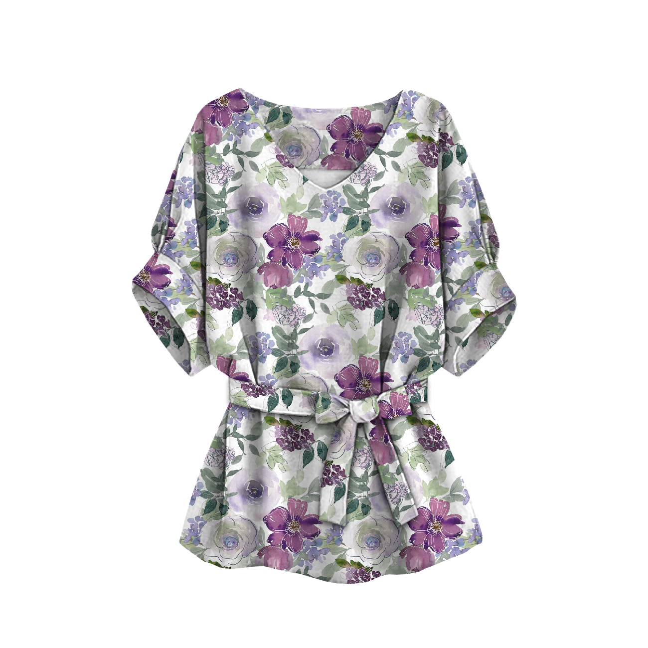 KIMONO BLOUSE - WATER-COLOR FLOWERS pat. 3 - sewing set