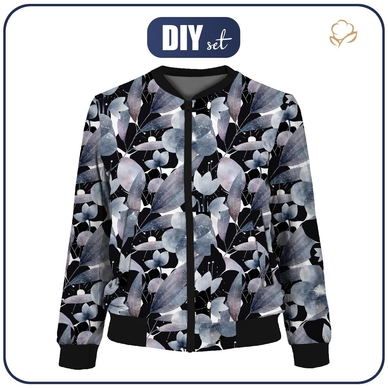 WOMEN’S BOMBER JACKET (KAMA) - FLOWERS AND LEAVES - sewing set
