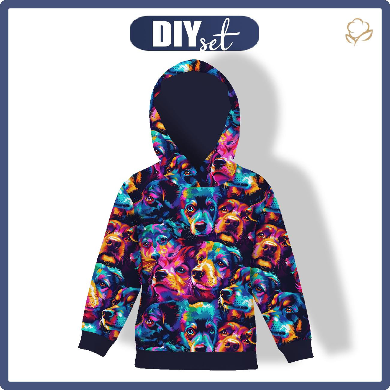 KID'S HOODIE (ALEX) - COLORFUL DOGS - sewing set