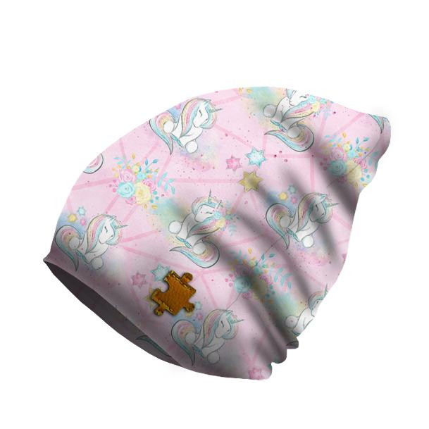 "Beanie" cap - UNICORNS AND FLOWERS pat. 2 (WONDERLAND) / Choice of sizes