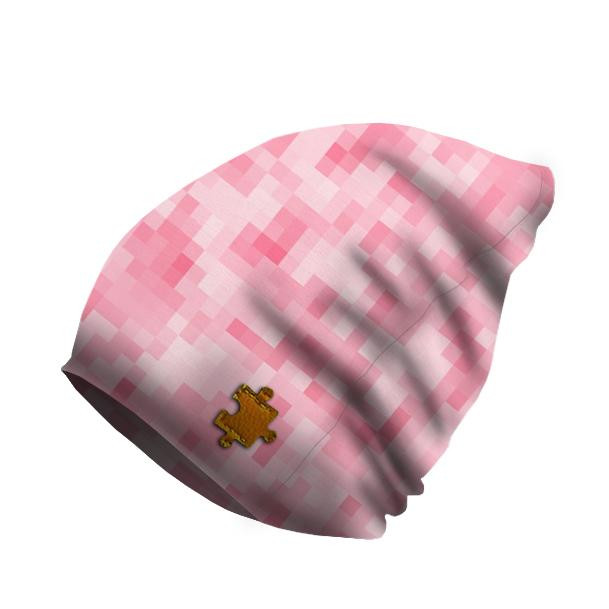 "Beanie" cap - PIXELS pat. 2 / pink / Choice of sizes