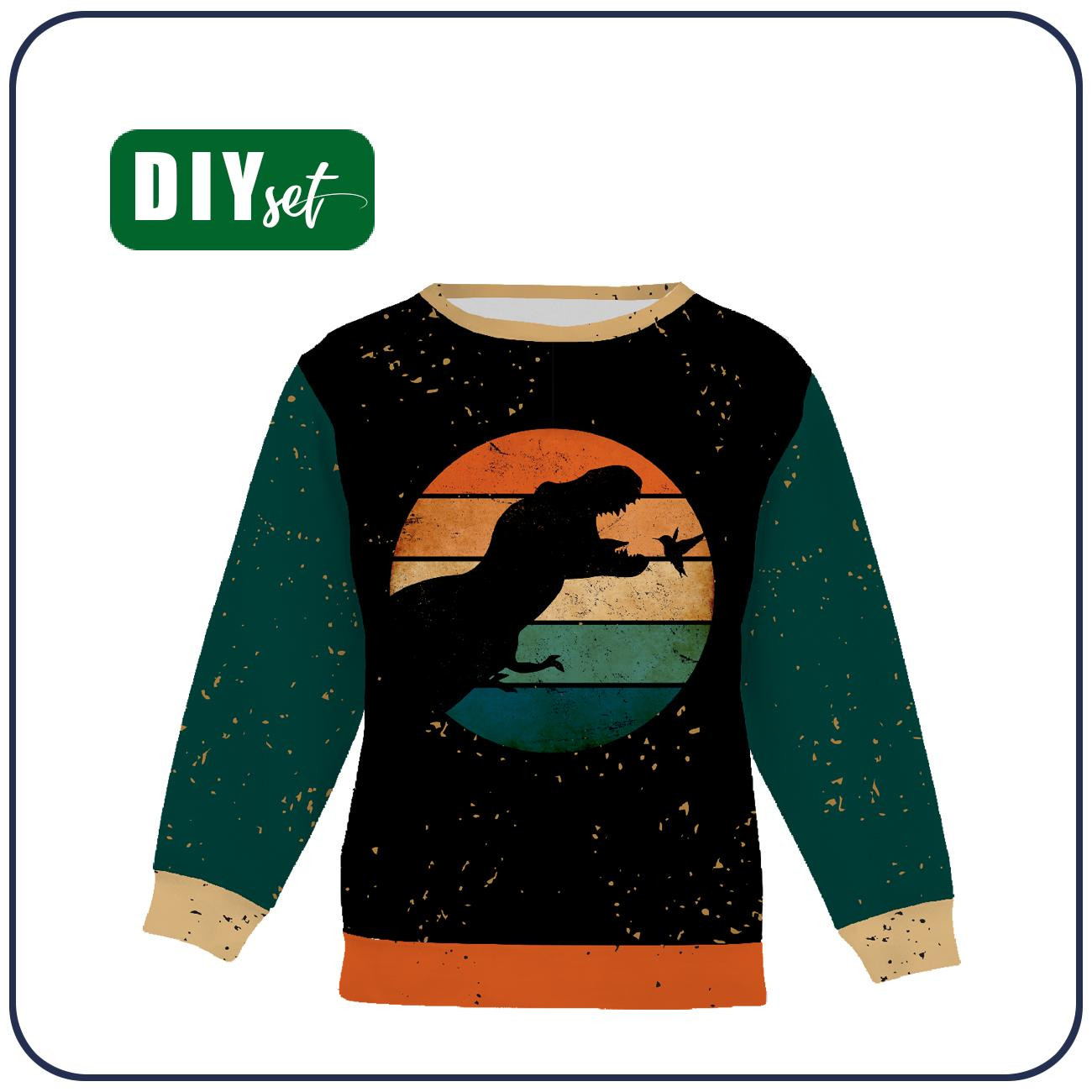 CHILDREN'S (NOE) SWEATSHIRT - TYRANNOSAURUS Pat. 2 / black - looped knit fabric with elastane ITY