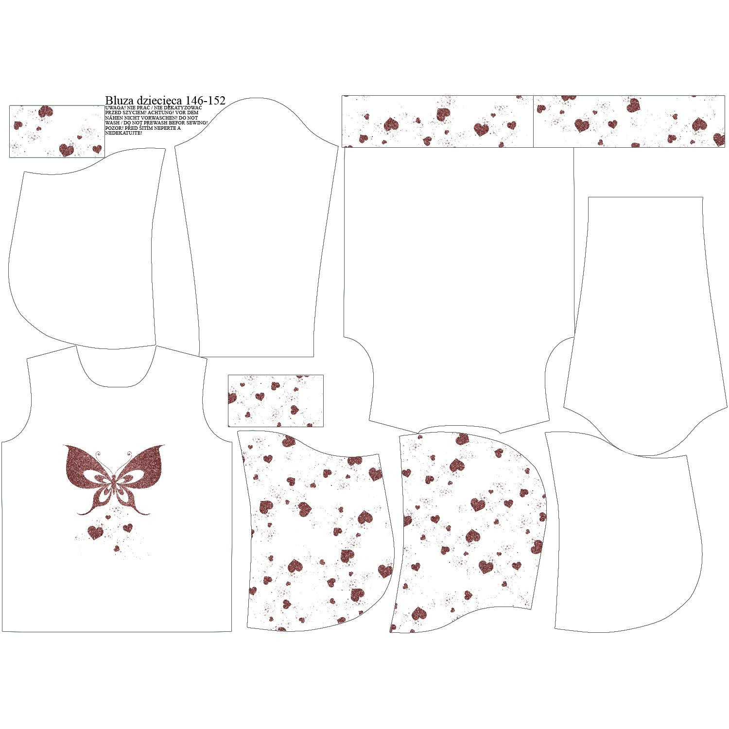 KID'S HOODIE (ALEX) - BUTTERFLY pat. 6 (GLITTER BUTTERFLIES) - sewing set