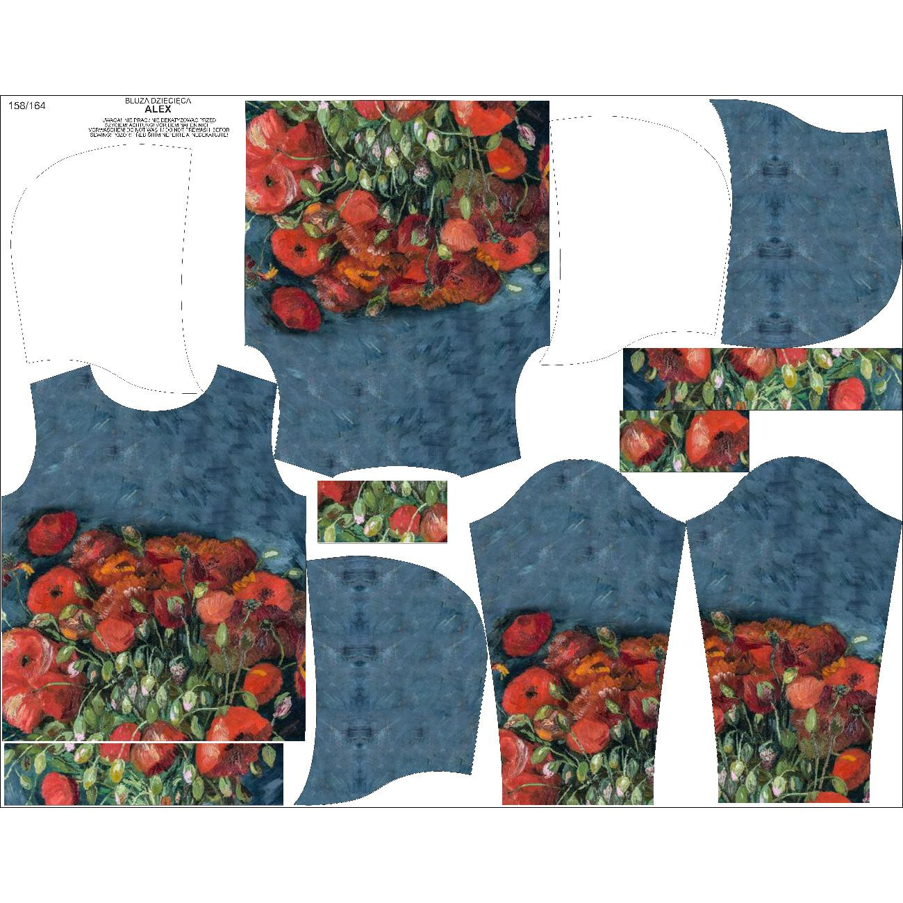 KID'S HOODIE (ALEX) - VASE WITH POPPIES (Vincent van Gogh) - sewing set