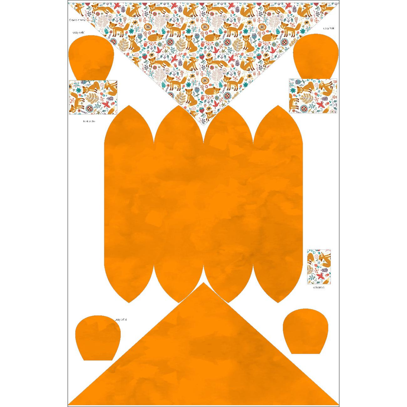 KID'S CAP AND SCARF (MOUSE) - FOXES IN THE FORREST / white - sewing set