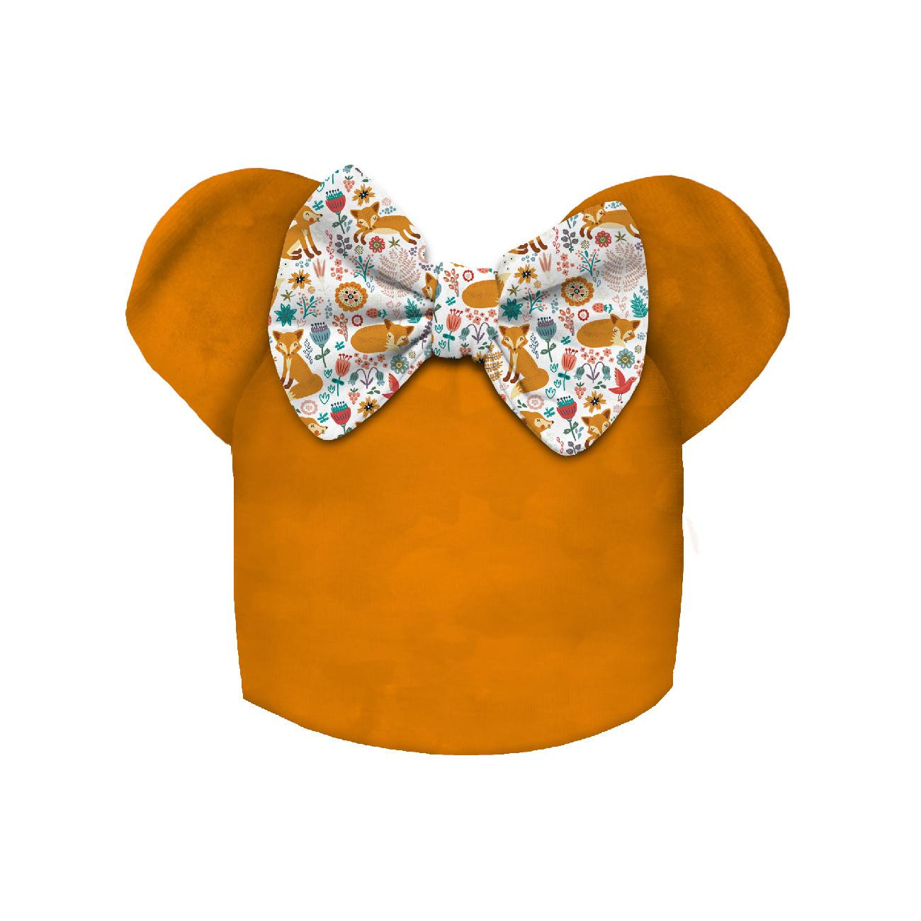 KID'S CAP AND SCARF (MOUSE) - FOXES IN THE FORREST / white - sewing set
