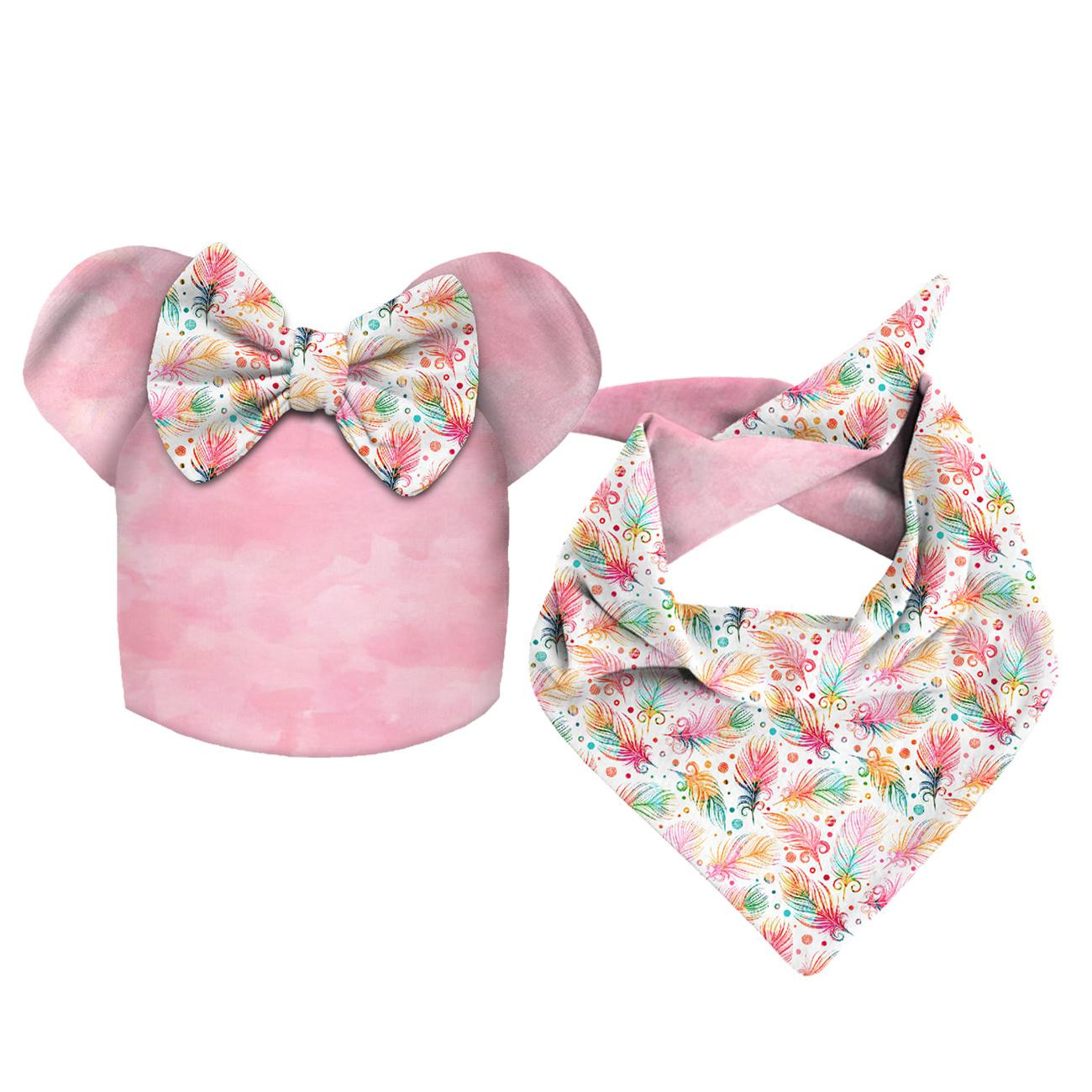 KID'S CAP AND SCARF (MOUSE) - RAINBOW FEATHERS - sewing set