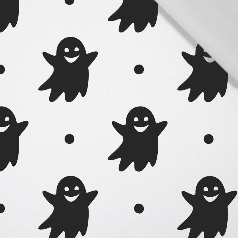 50cm HALLOWEEN BLACK GHOSTS / white - Cotton woven fabric