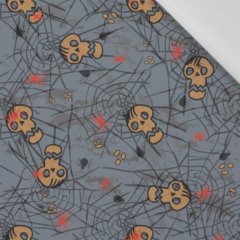 HALLOWEEN WEB SKULL - Cotton woven fabric