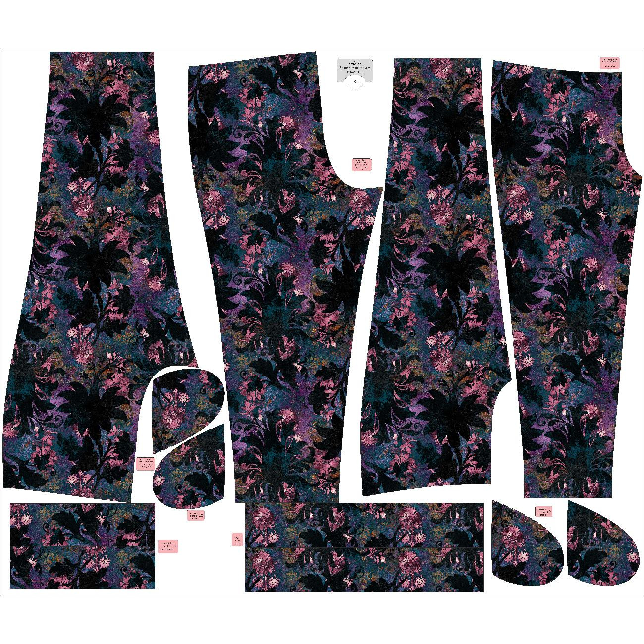 WOMEN'S JOGGERS (NOEMI) - FLORAL  pat. 7 - sewing set