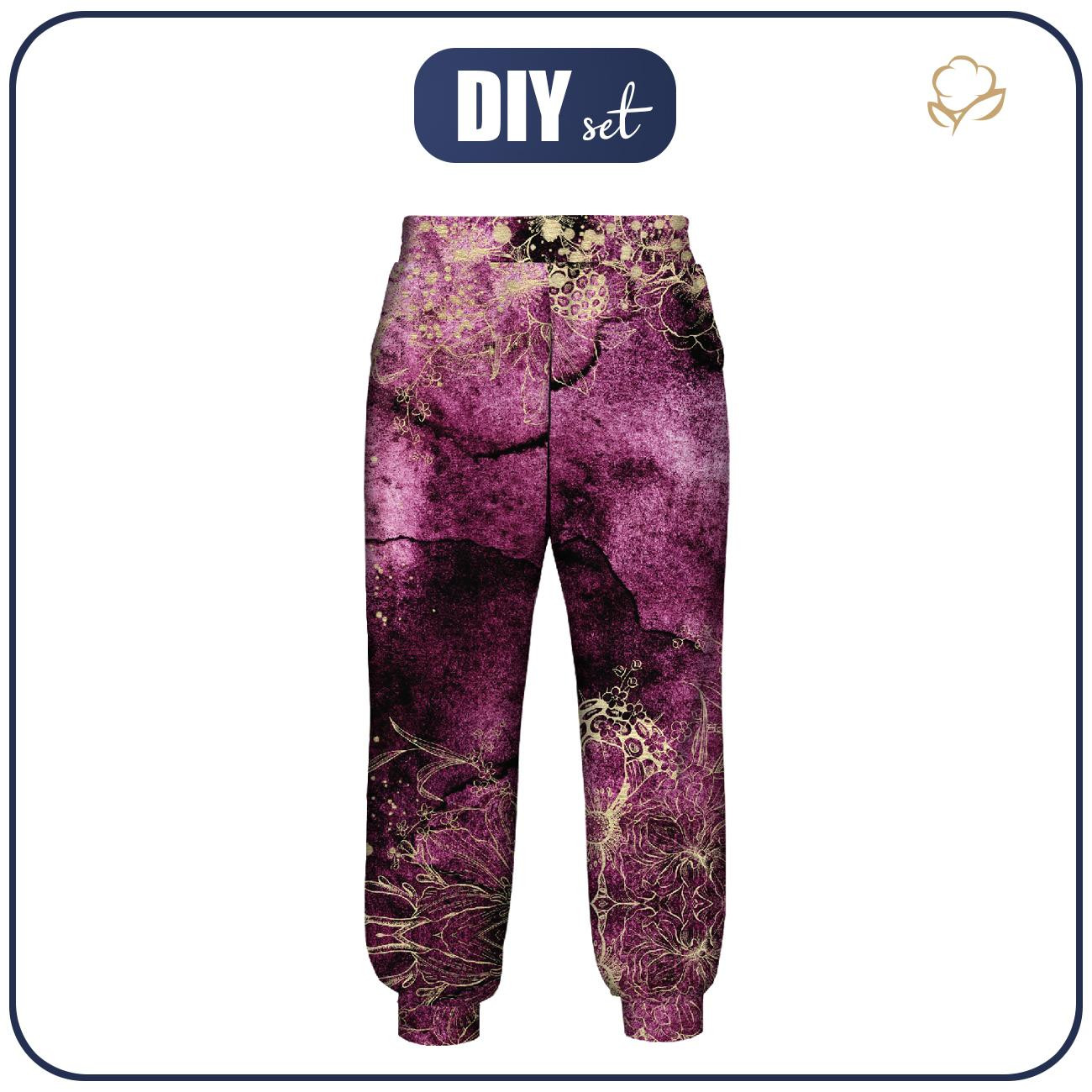 KID'S JOGGERS (ROBIN) - FLOWERS / golden contour Pat. 1  / WATERCOLOR MARBLE - sewing set