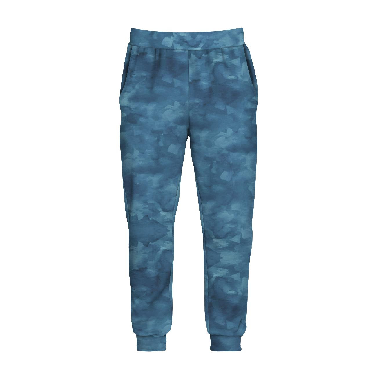 MEN'S JOGGERS (GREG) - CAMOUFLAGE pat. 2 / atlantic blue - sewing set