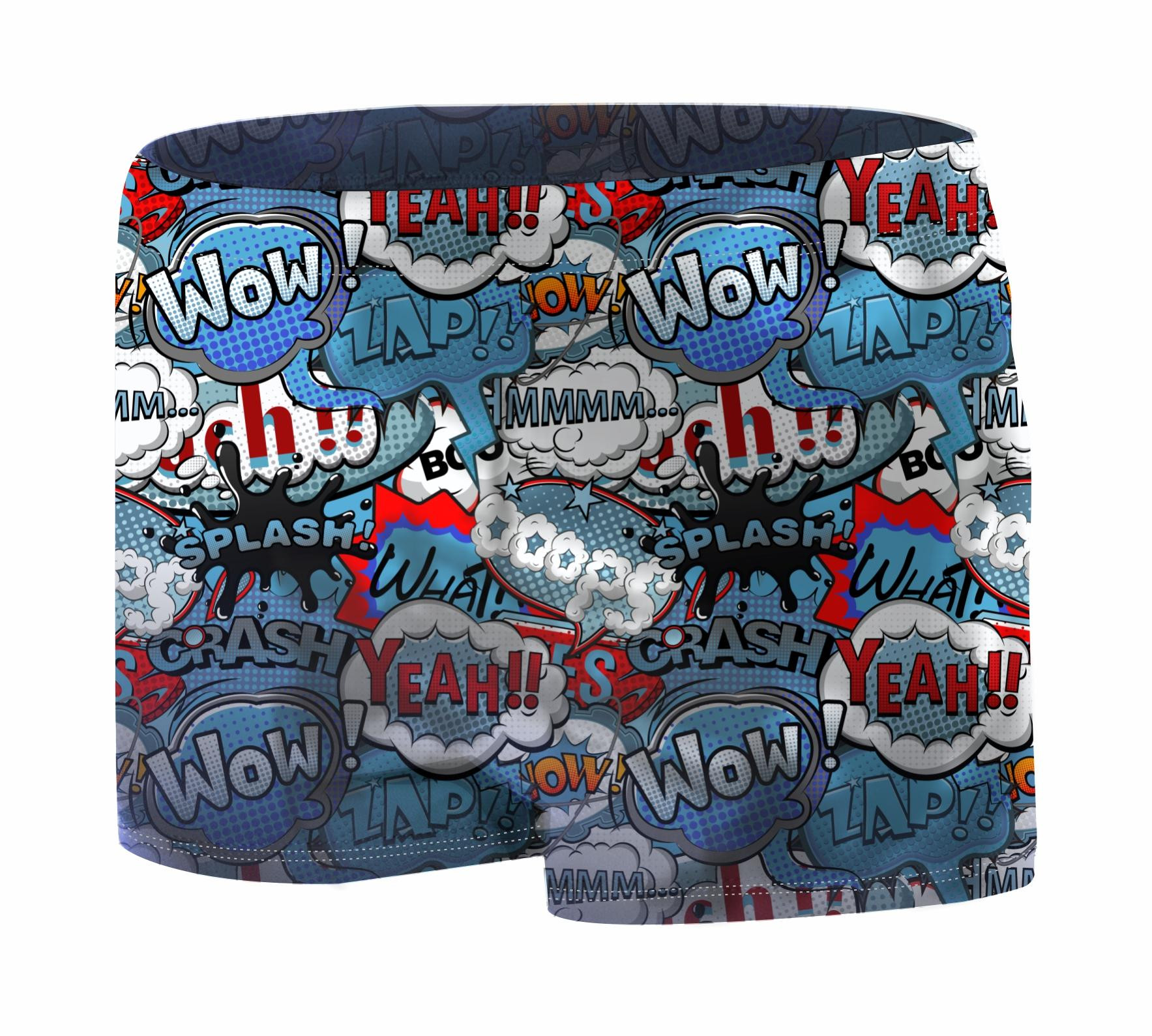Boy's swim trunks - COMIC BOOK (blue - red) - sewing set