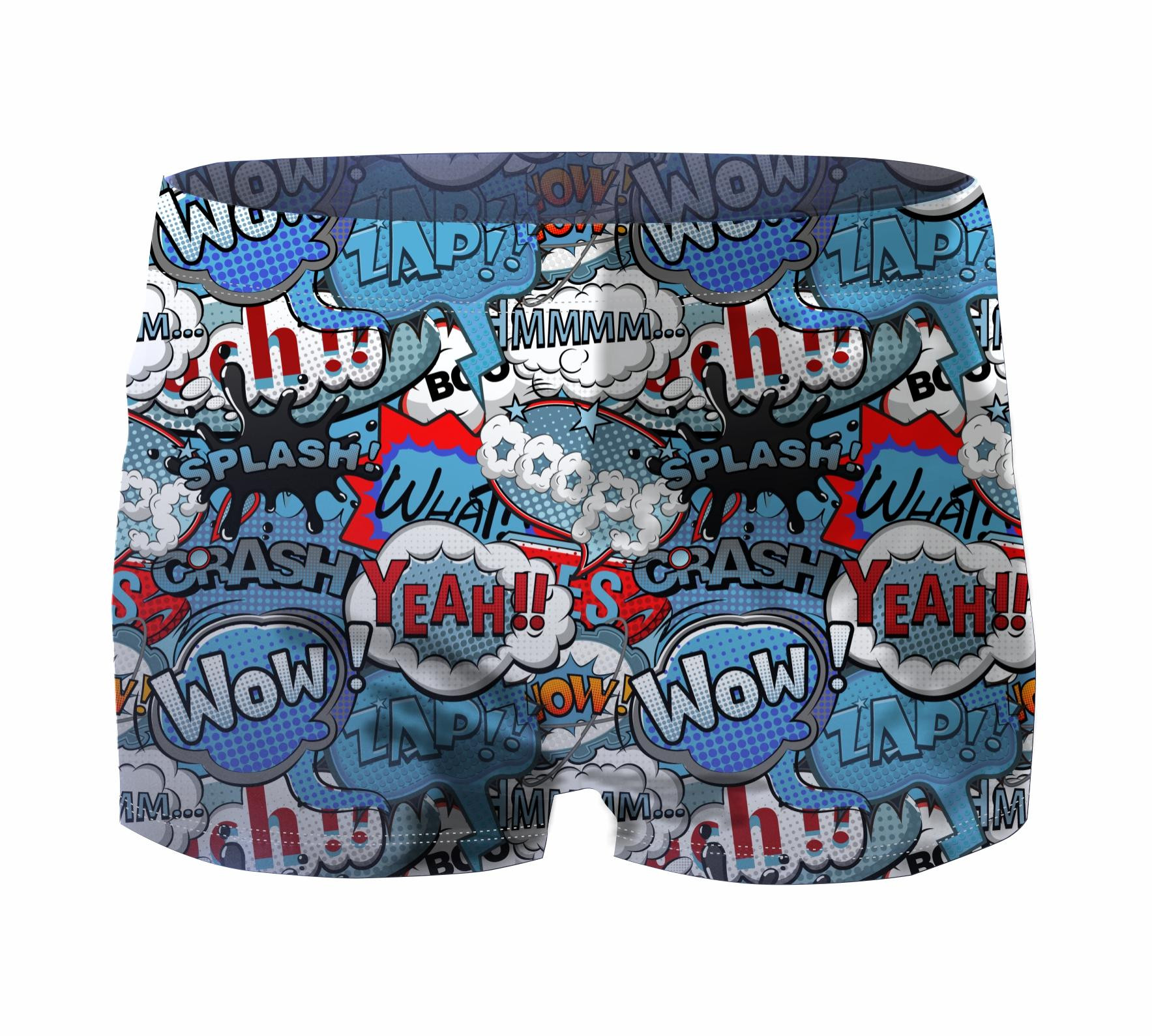 Boy's swim trunks - COMIC BOOK (blue - red) - sewing set