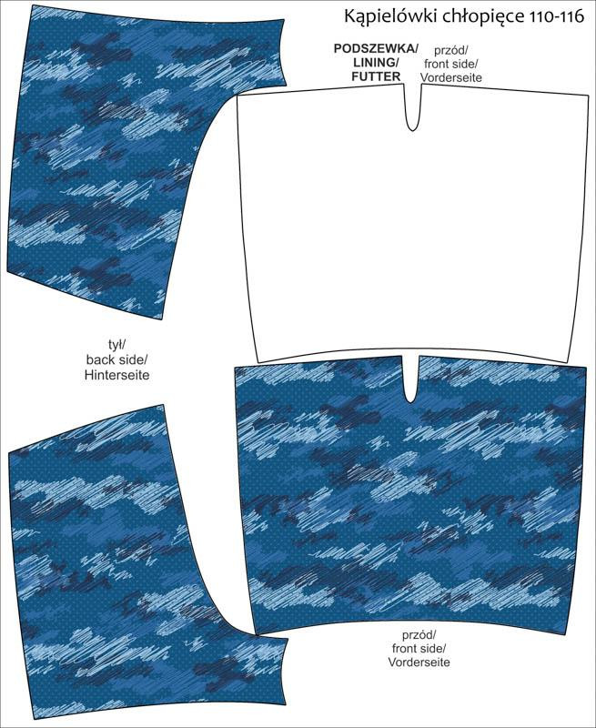 Boy's swim trunks - CAMOUFLAGE - scribble / classic blue - sewing set