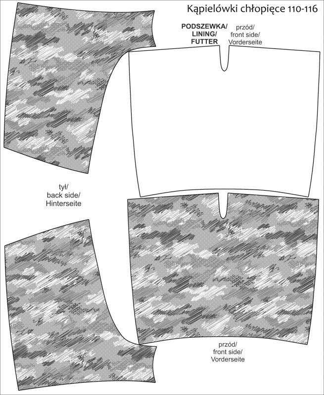 Boy's swim trunks - CAMOUFLAGE - scribble / grey - sewing set