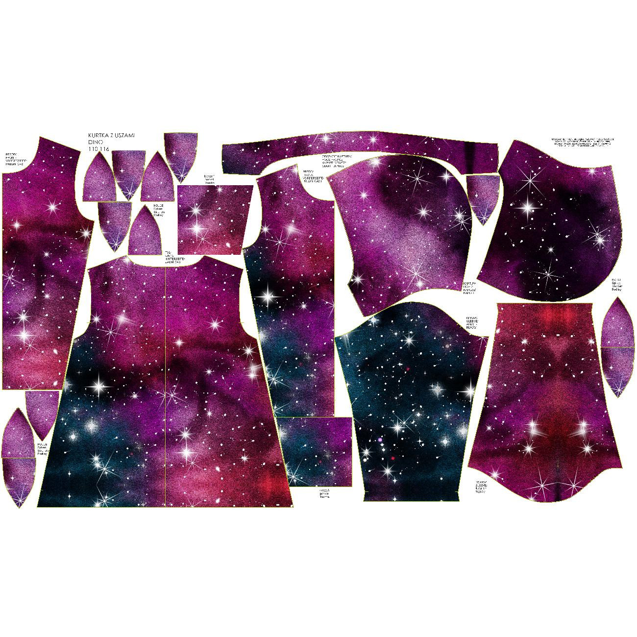 KIDS JACKET DINO (ZOE) - WATERCOLOR GALAXY PAT. 8 - sewing set