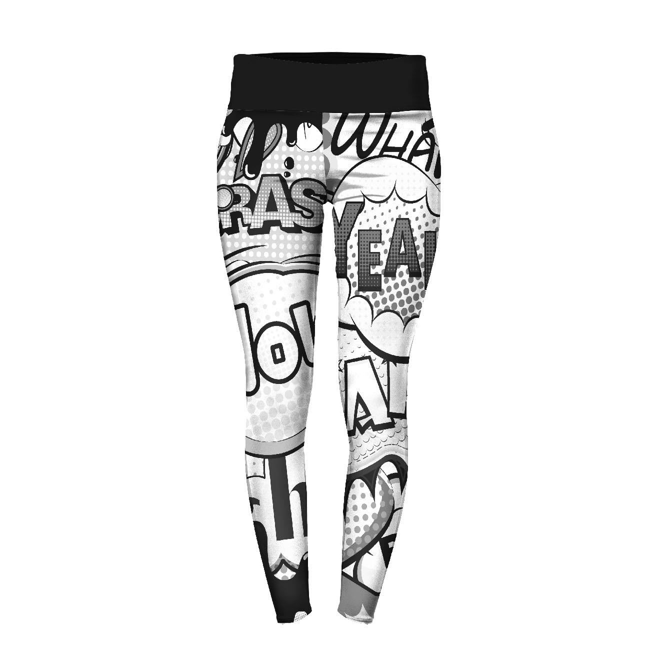 SPORTS LEGGINGS - COMICS (black-white) - sewing set