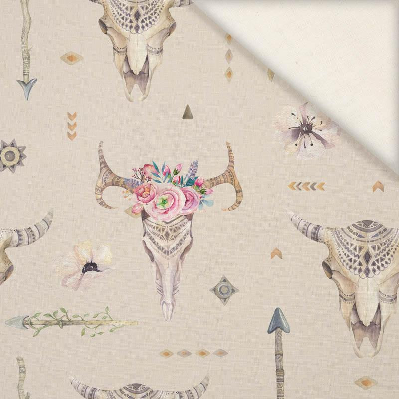INDIAN / skulls - Linen with viscose