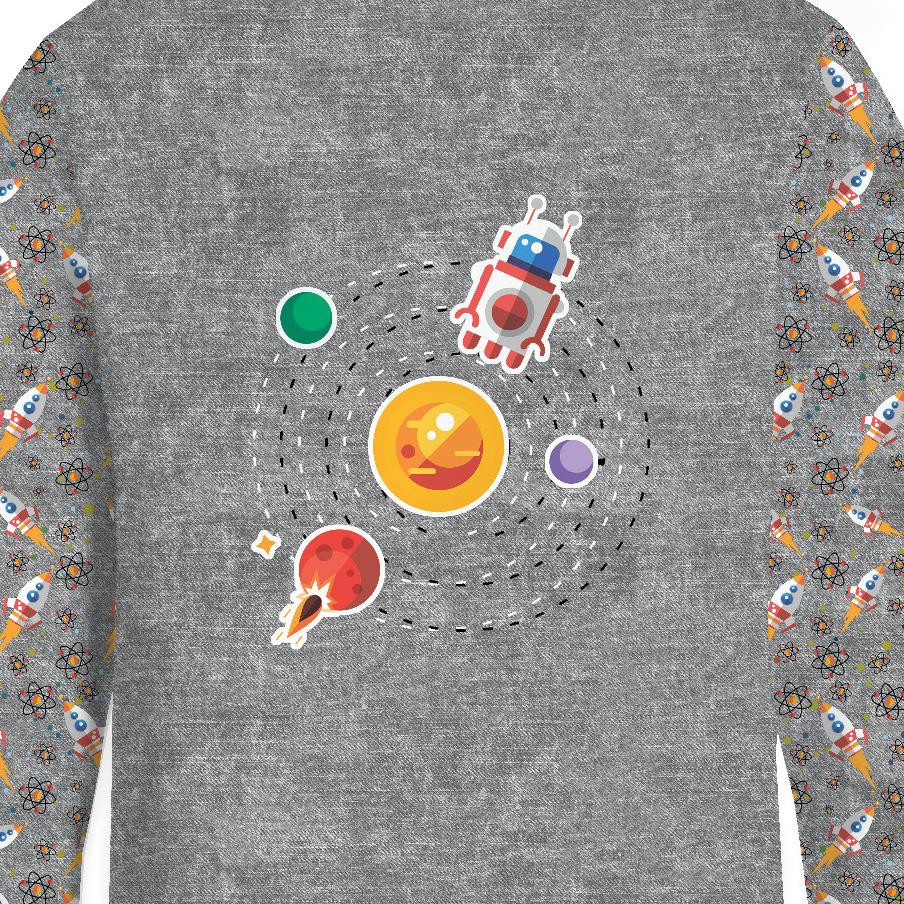 Longsleeve - SOLAR SYSTEM (SPACE EXPEDITION) / ACID WASH GREY - sewing set