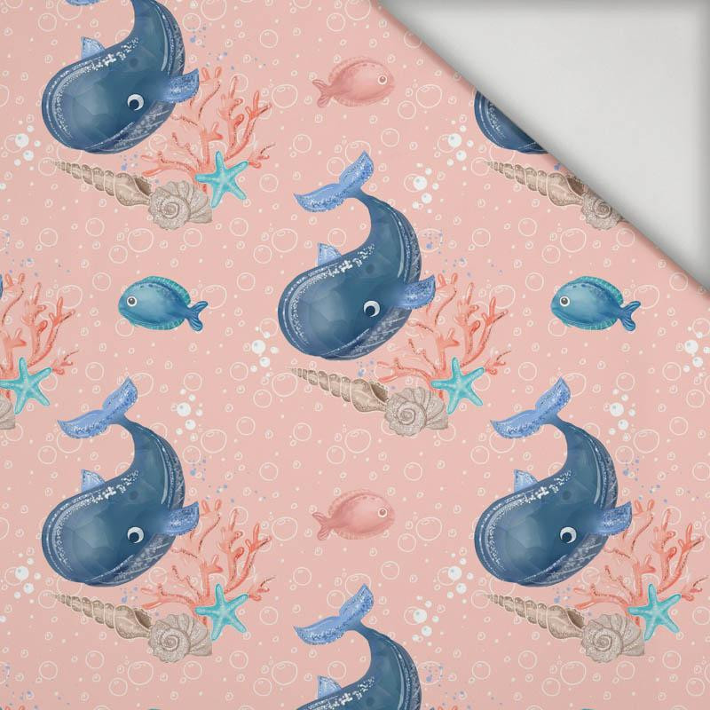 WHALES / bubbles (MAGICAL OCEAN) / pink - swimsuit lycra