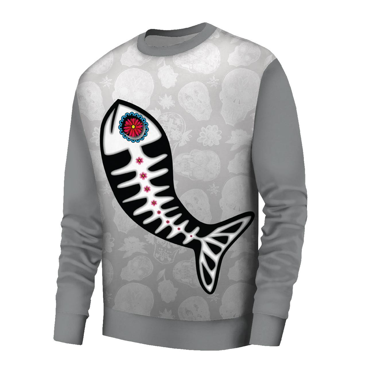 MEN’S SWEATSHIRT (OREGON) BASIC - FISH PABLO (DIA DE LOS MUERTOS) - sewing set