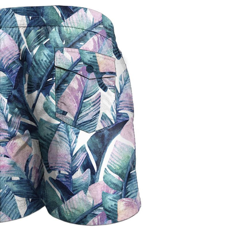 Men's swim trunks - WATERCOLOR LEAVES - sewing set