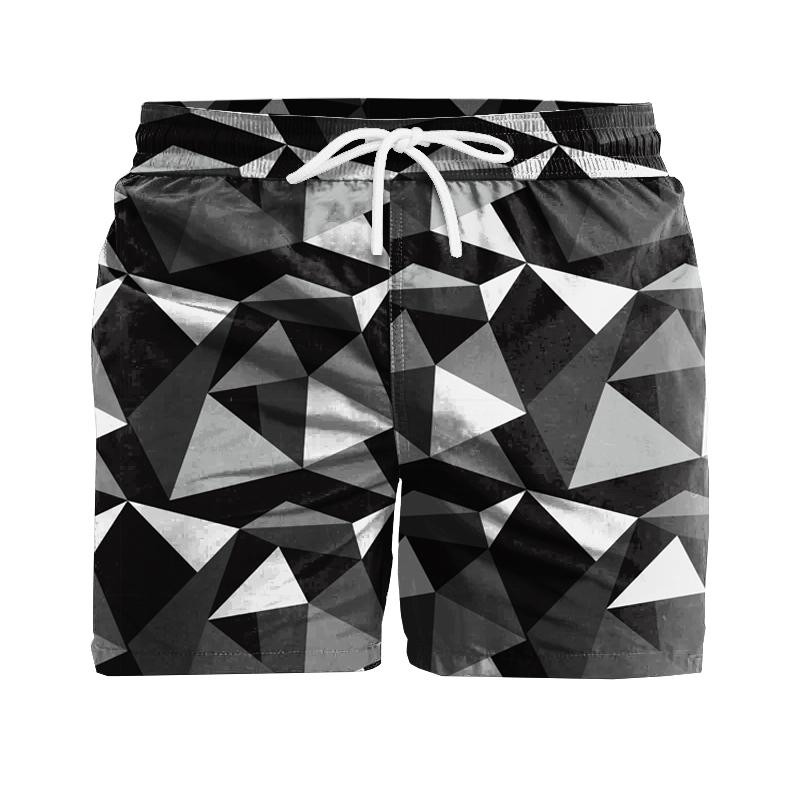 Men's swim trunks - ICE PAT. 2 / black - white - sewing set
