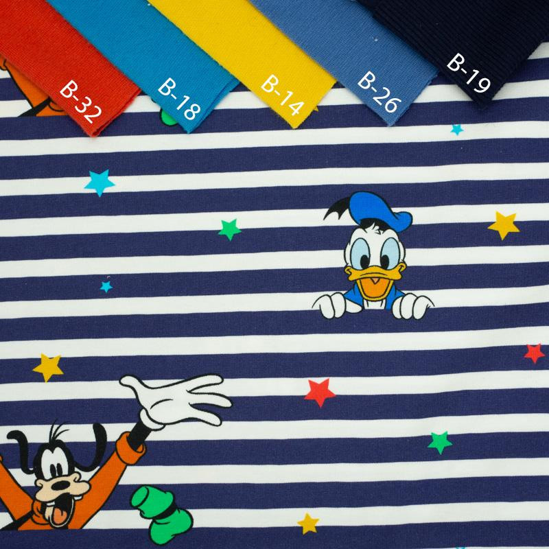 MICKEY AND FRIENDS / dark blue stripes - single jersey TE210