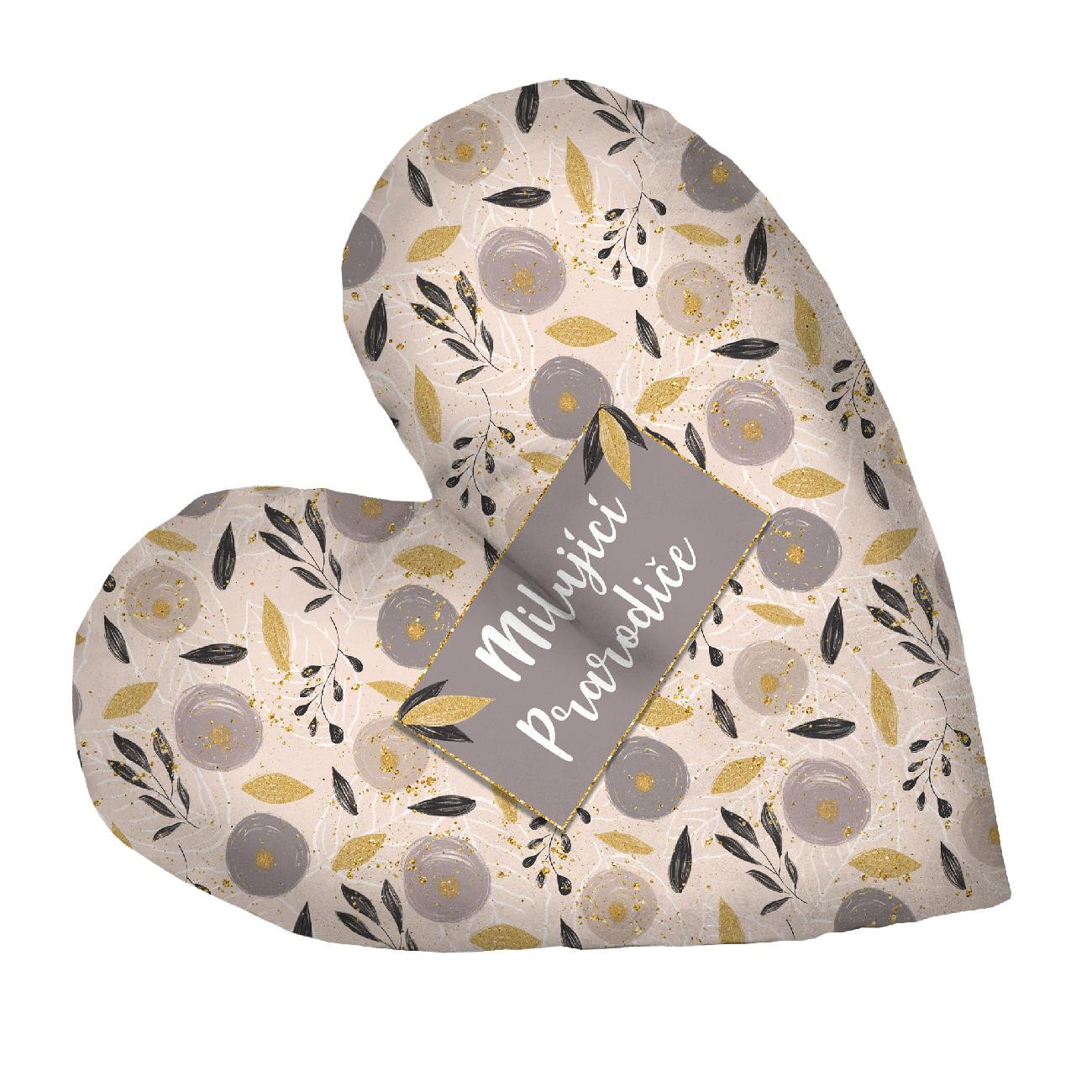 DECORATIVE PILLOW HEART - Milující Prarodiče / FLOWERS pat. 8 (gold)