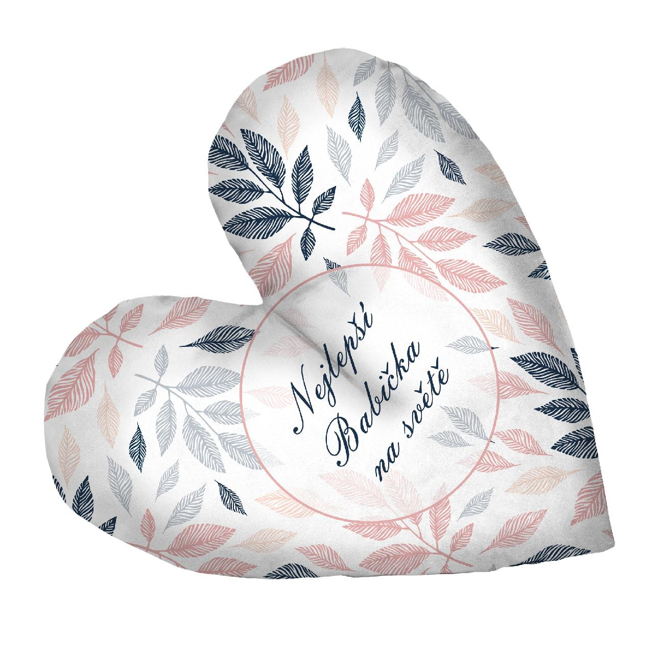 DECORATIVE PILLOW HEART - Nejlepší Babička na světě / PASTEL LEAVES