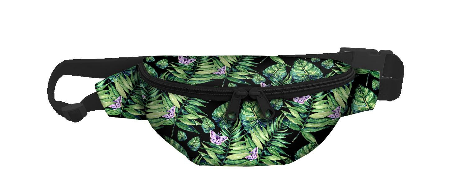 HIP BAG - MINI LEAVES AND INSECTS PAT. 4 (TROPICAL NATURE) / black / Choice of sizes