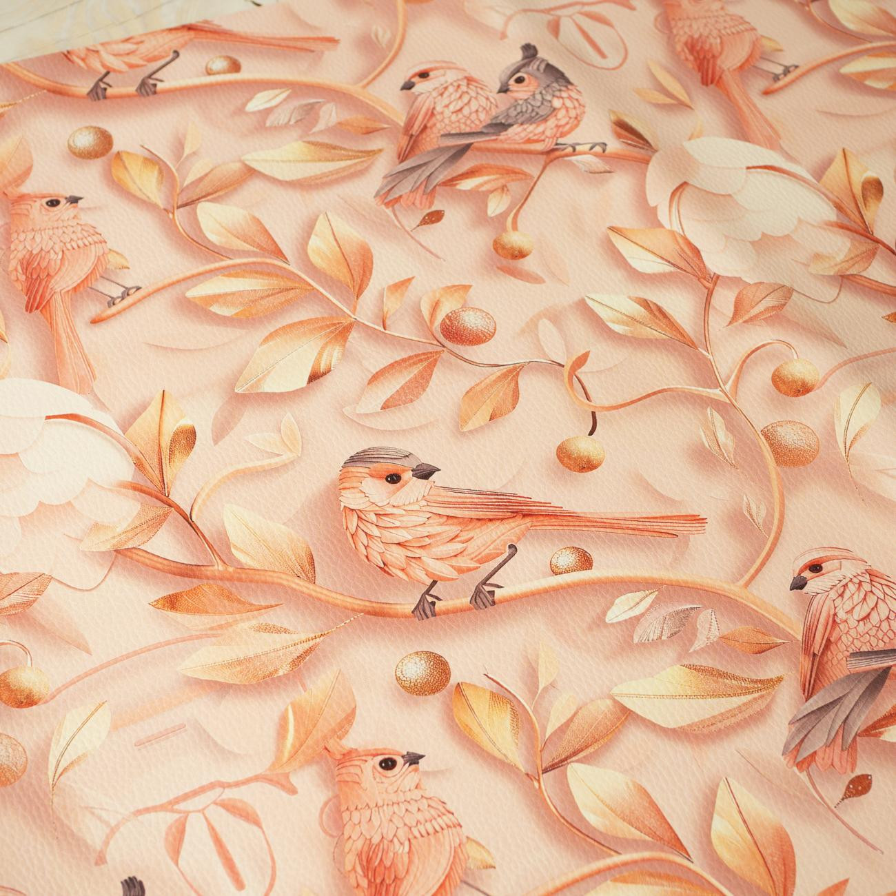 PINK BIRDS (46 cm x 50 cm) - thick pressed leatherette