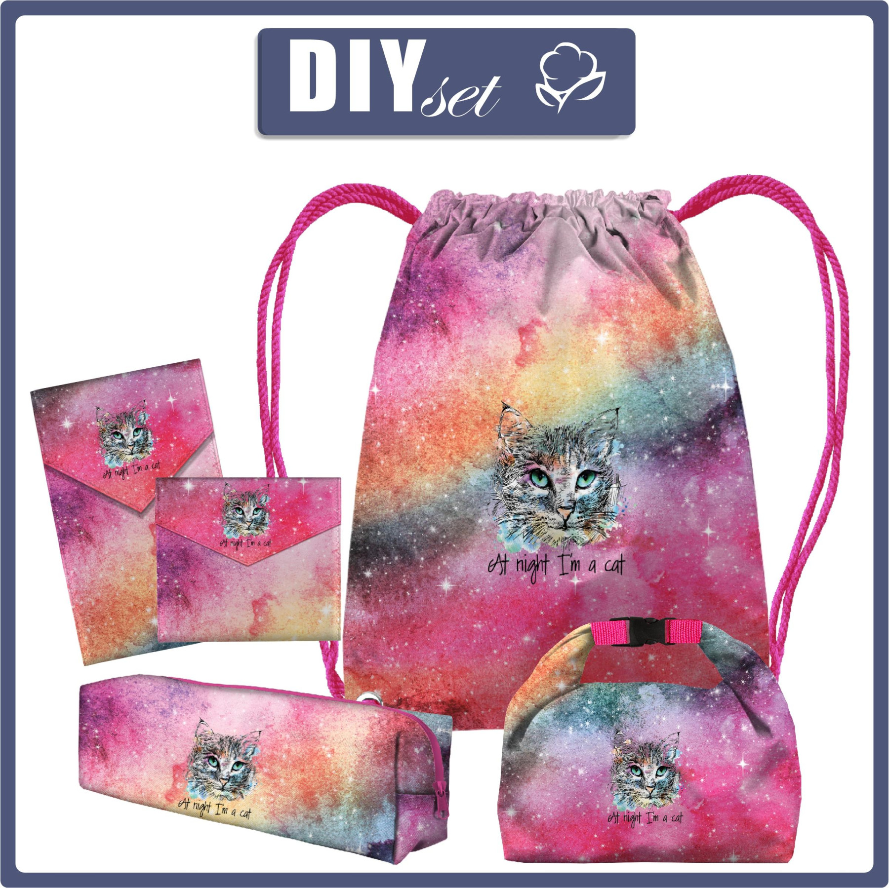 PUPIL PACKAGE - WATERCOLOR GALAXY / cat - sewing set