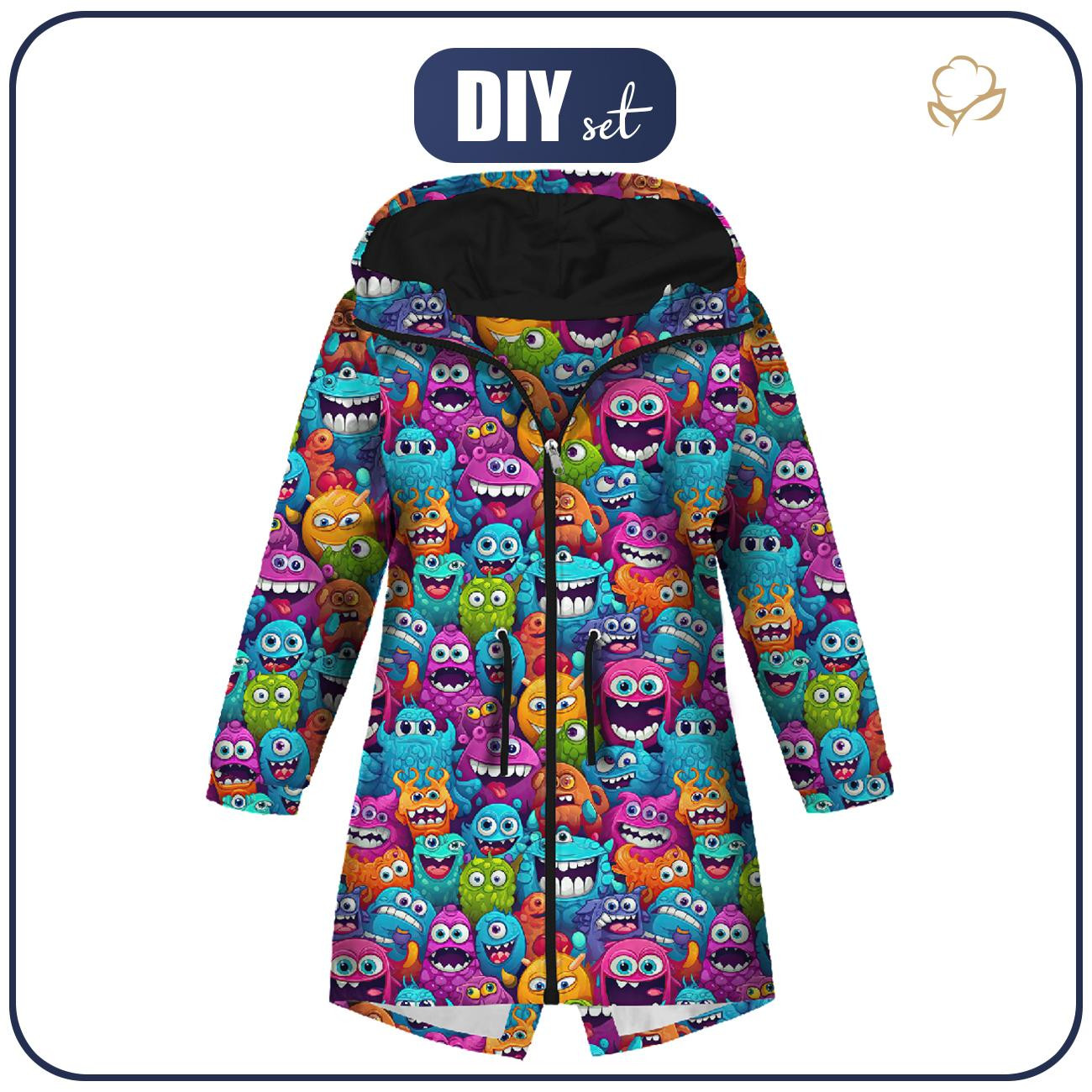 KIDS PARKA (ARIEL) - CRAZY MONSTERS PAT. 3 - sewing set