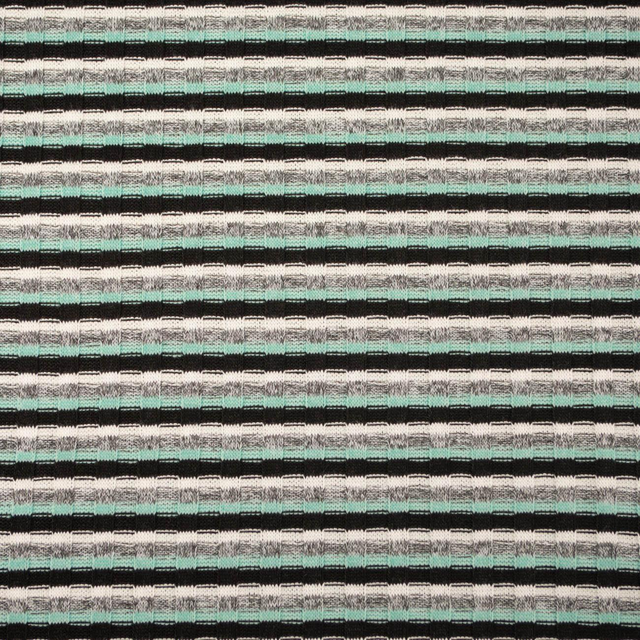 STRIPES / mint - Thin ribbed sweater knit fabric