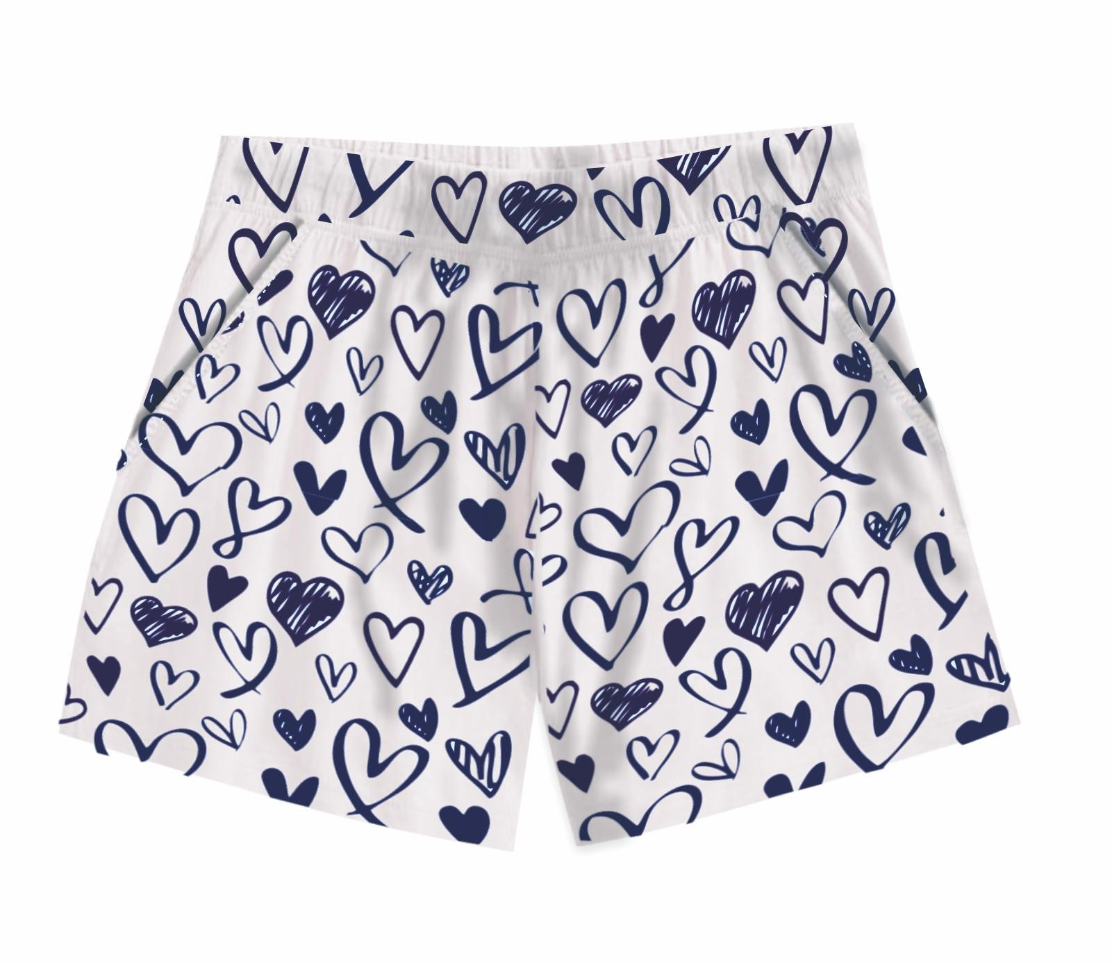 PAJAMAS-SHORTS "LINDA" - HEARTS / navy - sewing set