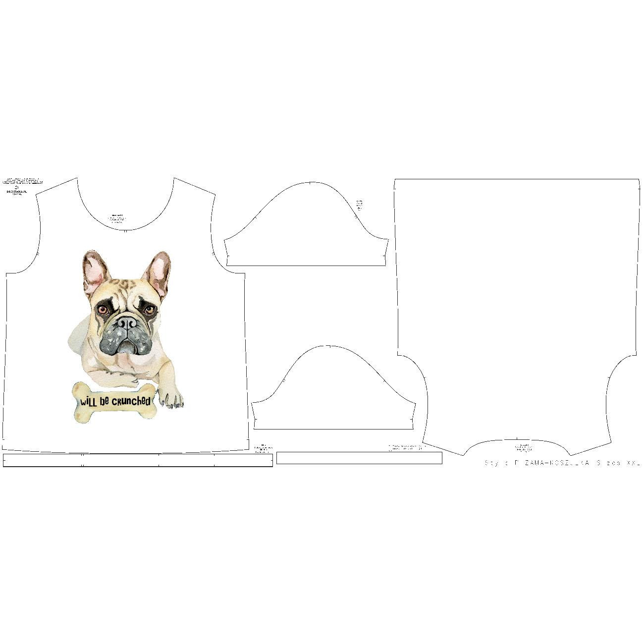 PAJAMAS-T-SHIRT "LINDA" -  BULLDOG - sewing set